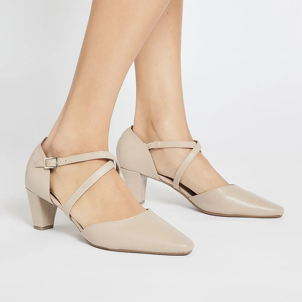 Adison Heel in Nude Leather