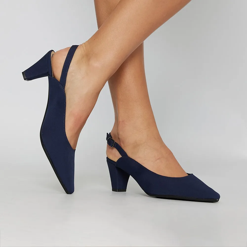 Agatha Heel in Navy Fabric