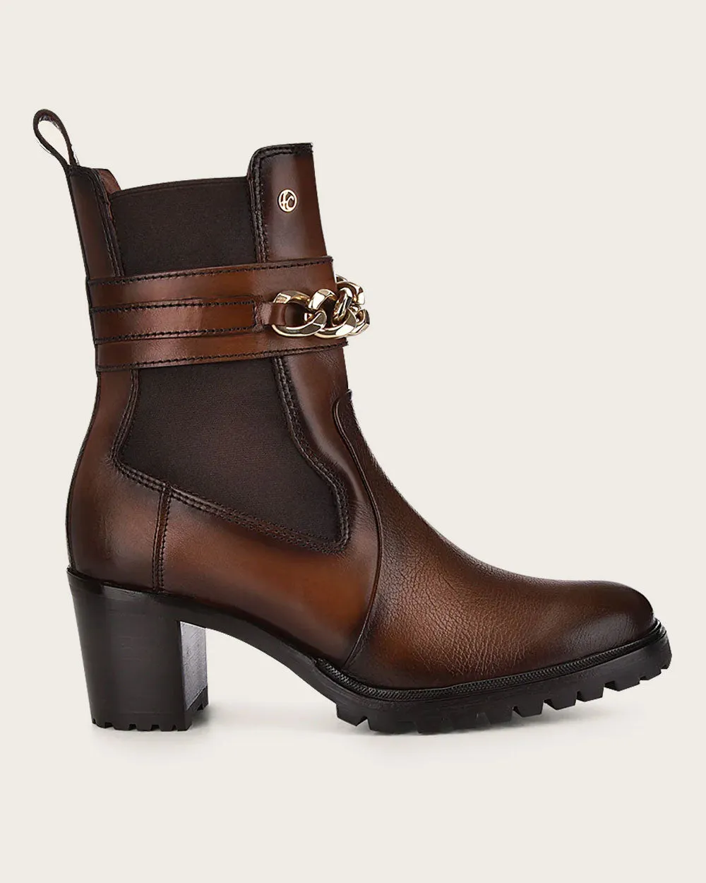 Ankle honey bootie with chain