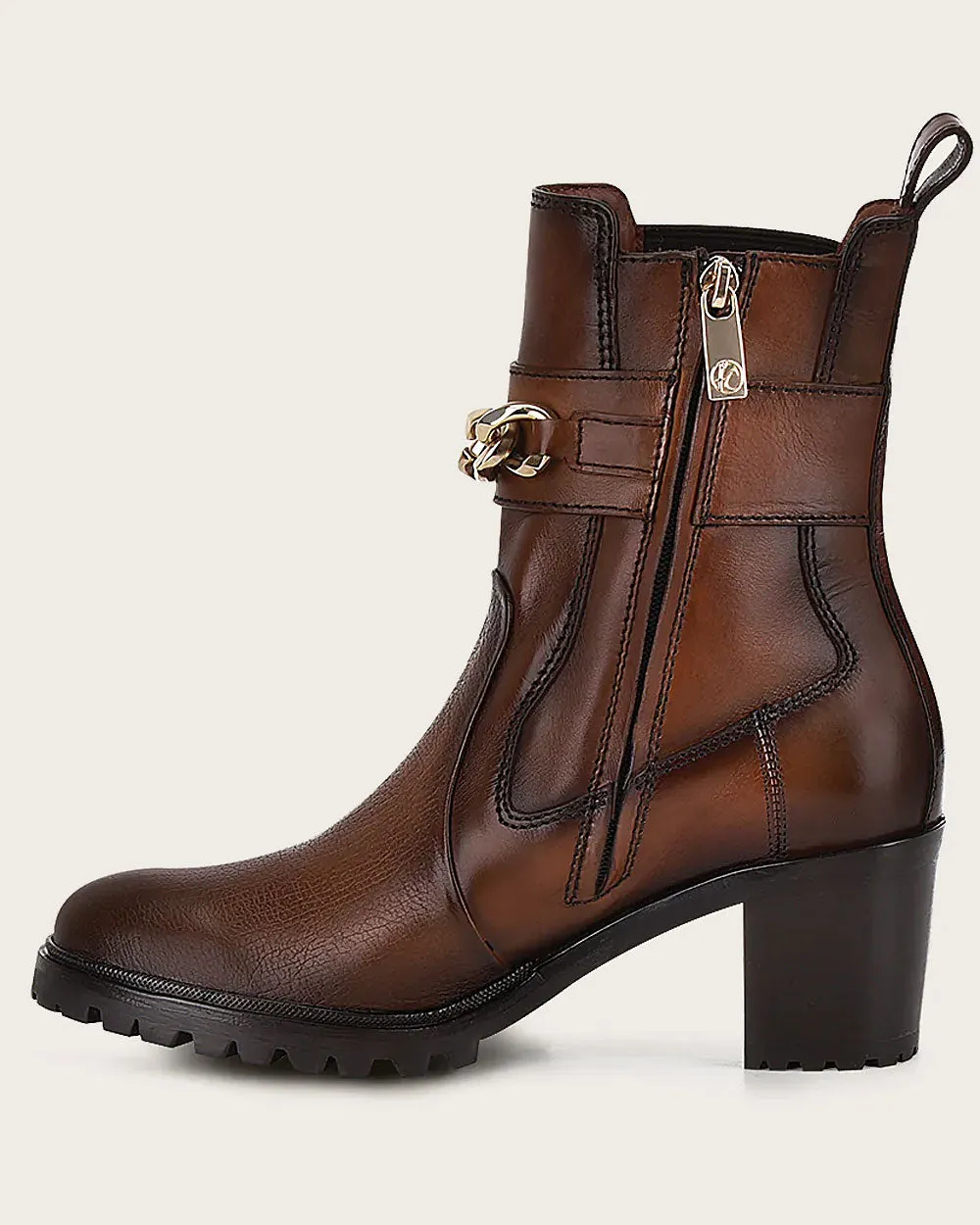 Ankle honey bootie with chain