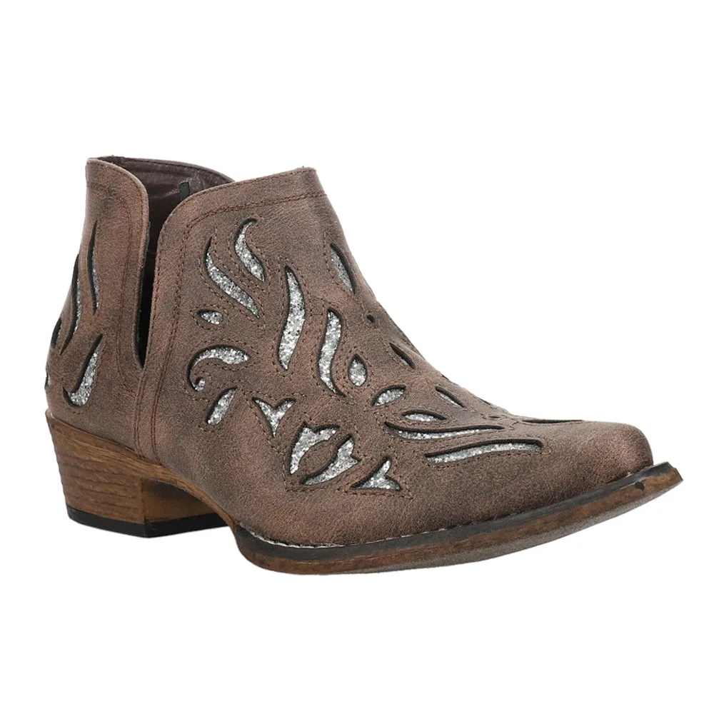 Ava Glitz Tooled-Inlay Snip Toe Cowboy Booties