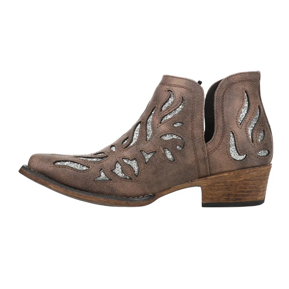 Ava Glitz Tooled-Inlay Snip Toe Cowboy Booties