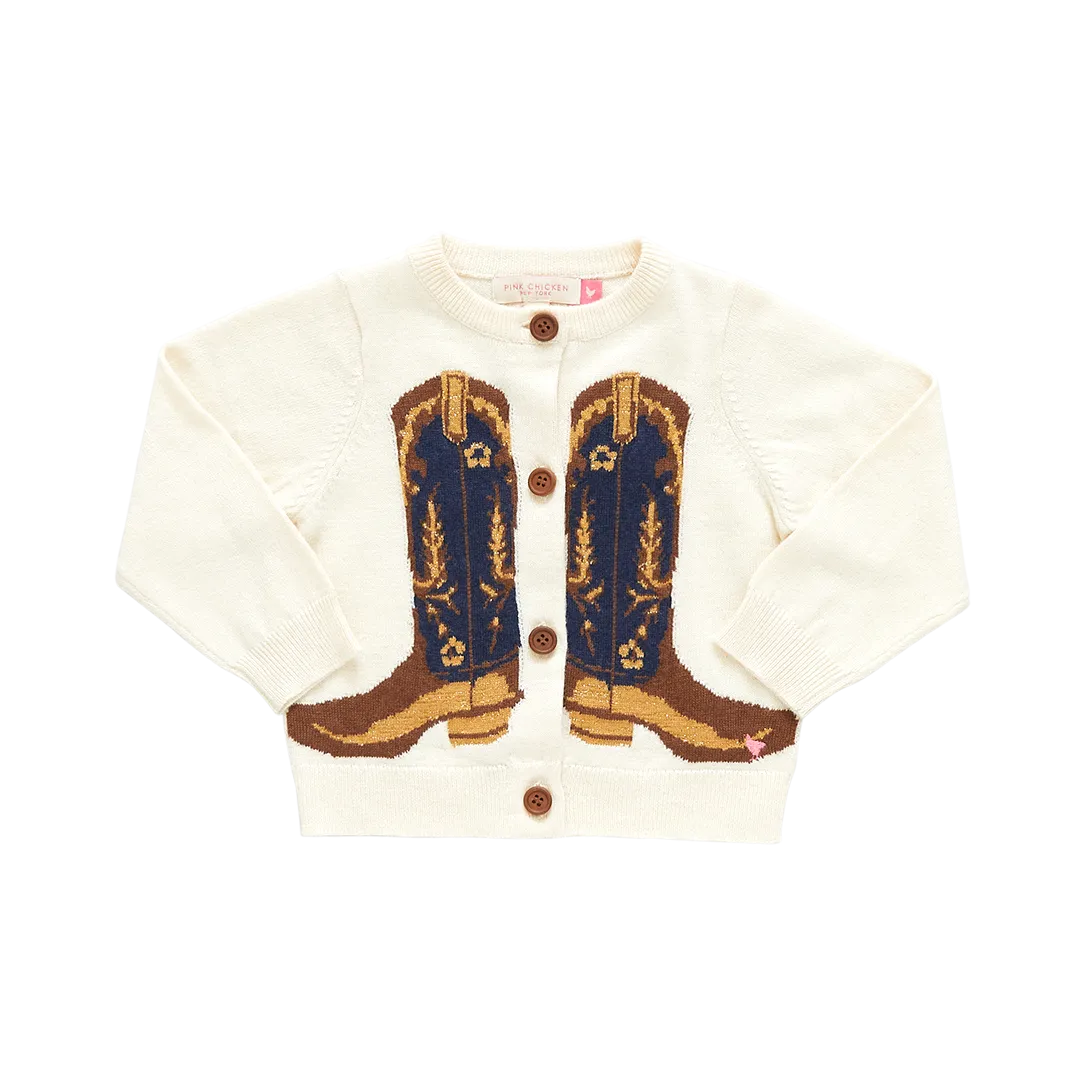 Baby Girls Cowboy Boots Sweater - Cream