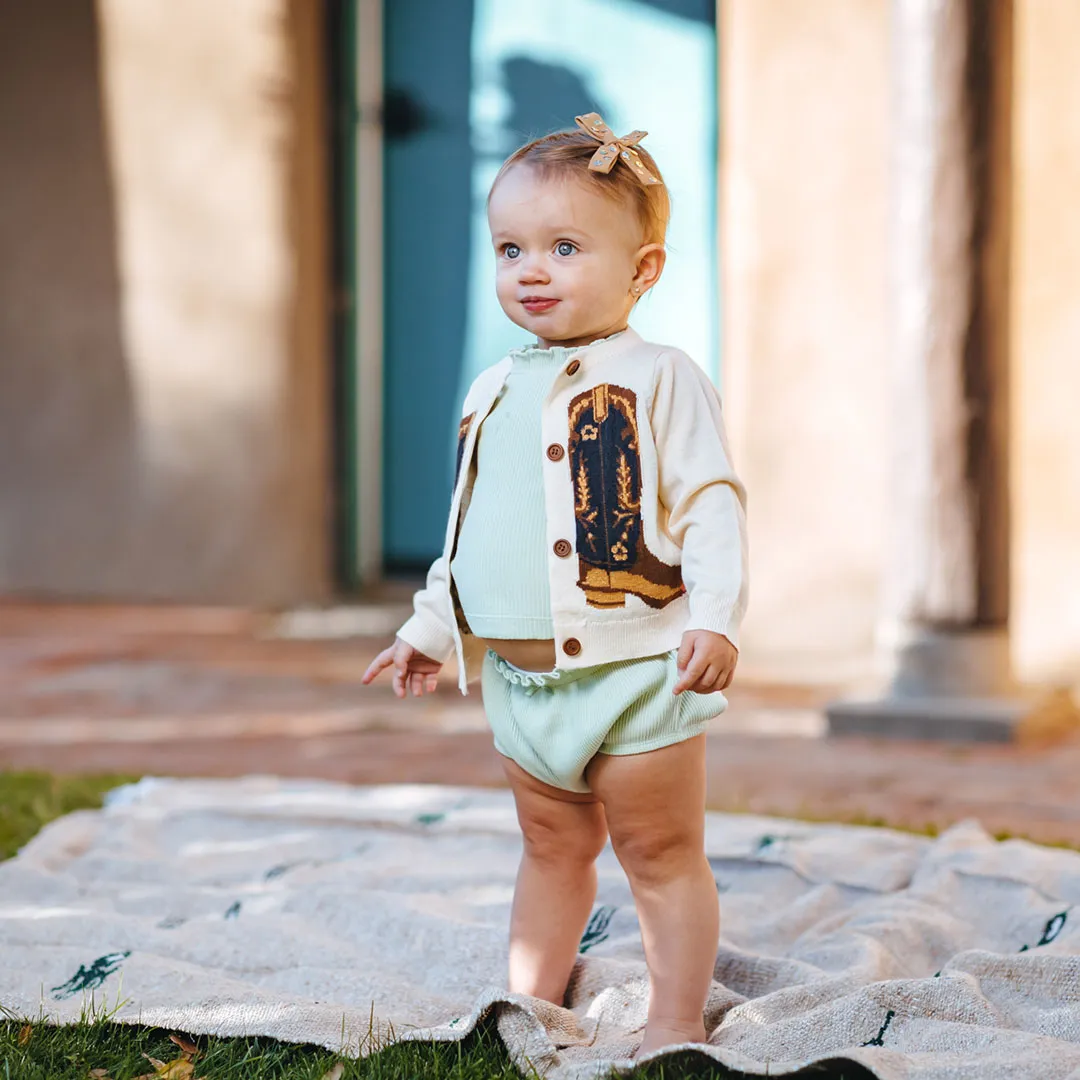 Baby Girls Cowboy Boots Sweater - Cream