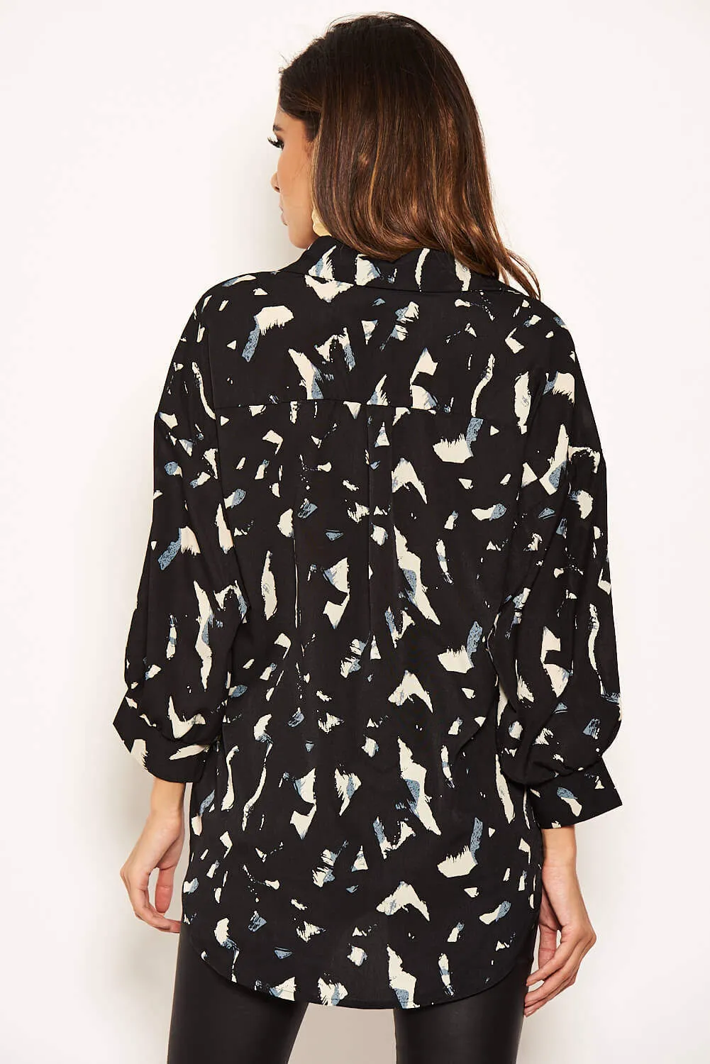 Black Abstract Print Shirt