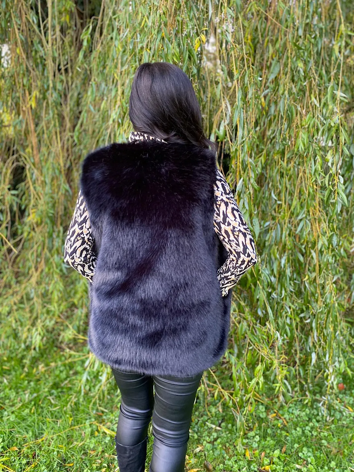 Black Faux Fur Lined Gilet