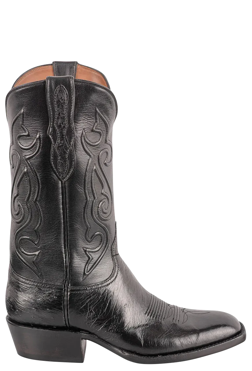 Black Jack Men's Exclusive Smooth Ostrich Cowboy Boots - Black