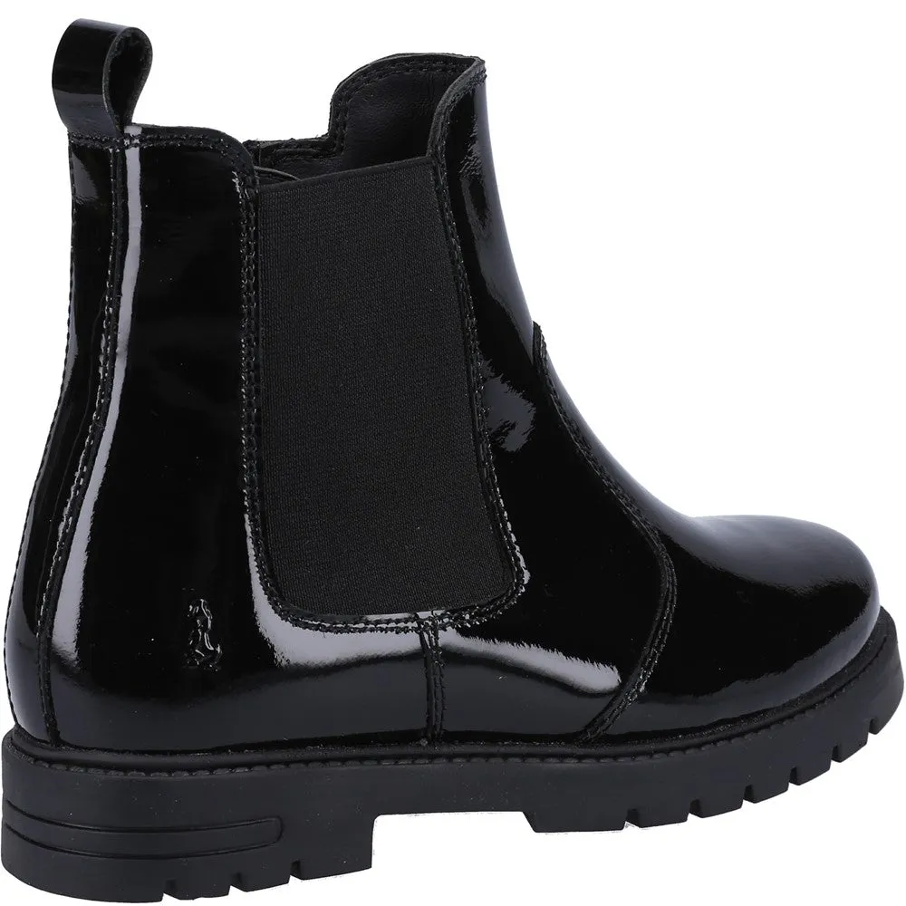 Black Laura Patent Senior School Boots