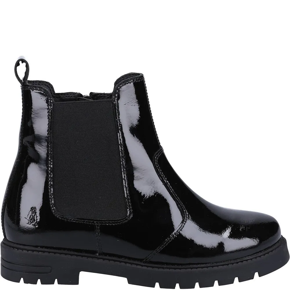 Black Laura Patent Senior School Boots