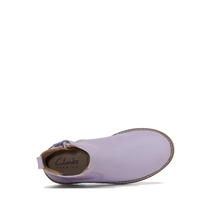 Clarks Kids Chelsea II Youths Leather Boot Lilac