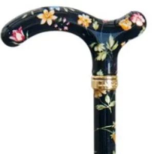 Classic Canes Slimline Chelsea Cane Black Floral