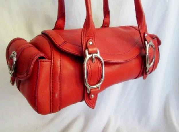 COLE HAAN TRINITY H04 leather handbag shoulder bowler bag Satchel medical RED TOMATO