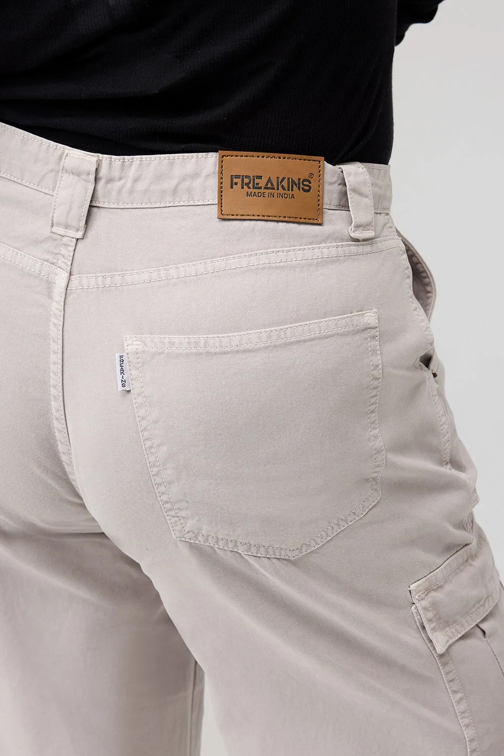 Curve Cream Cargo Jeans