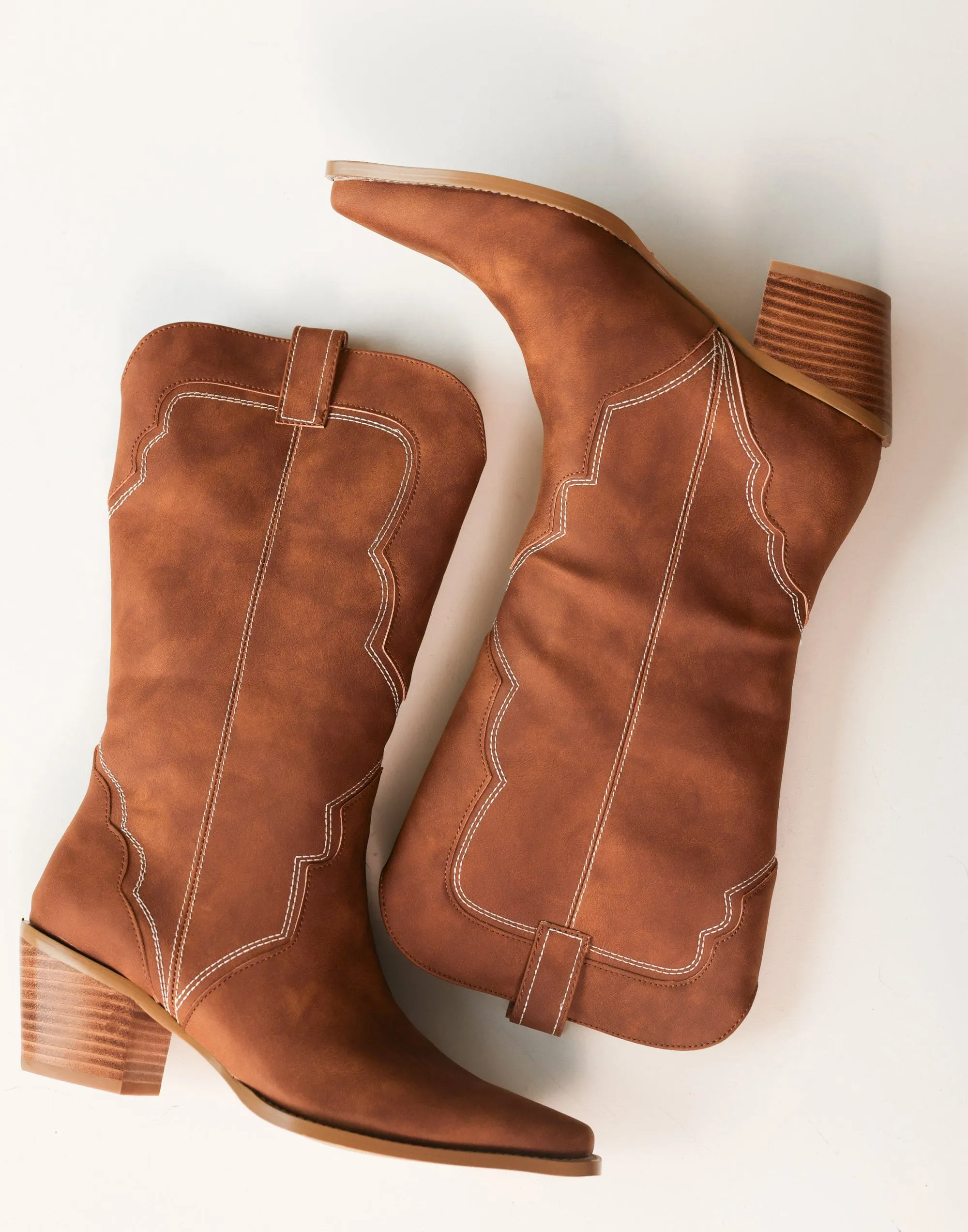 Dariel Cowboy Boots (Hazel Nubuck) - By Billini