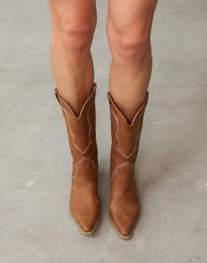 Dariel Cowboy Boots (Hazel Nubuck) - By Billini