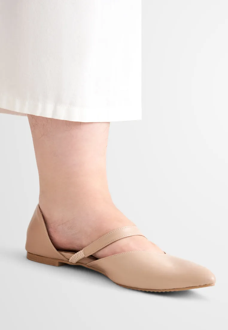 Elsie Elegant Pointy Flats - Beige