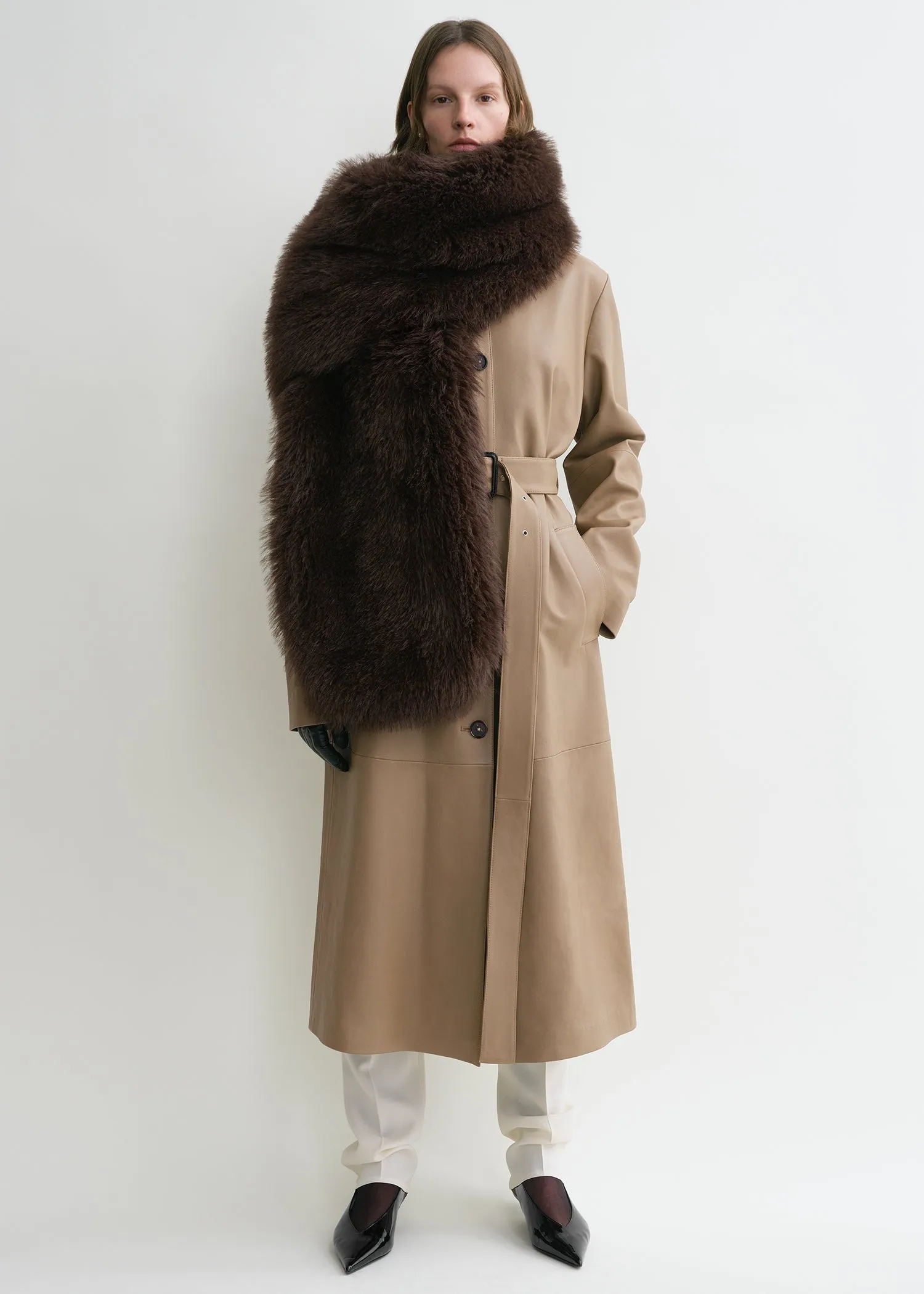 Faux fur stole beaver brown