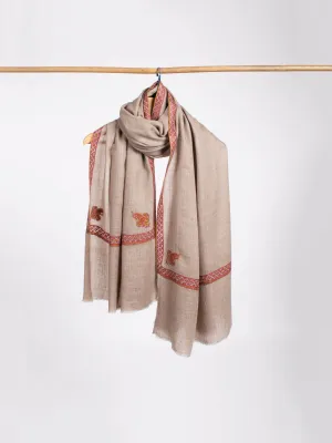 Grey Hashia Kashmiri Embroidered Pashmina Shawl