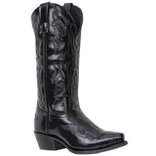 Laredo Men's (6860) Classics 12" Black Fancy Stitched Traditional Cowboy Boots with Snip Toe