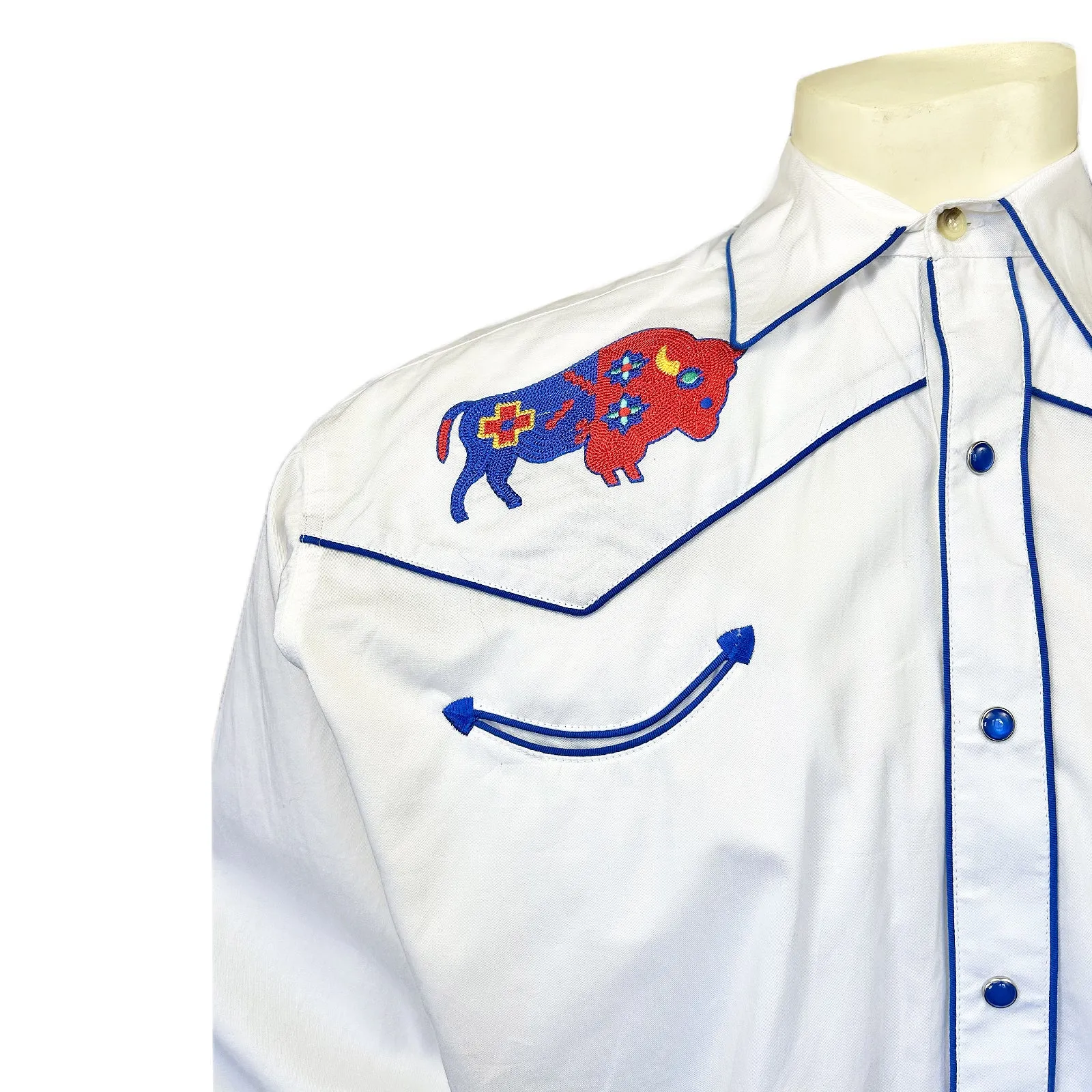 Men’s American Bison White Embroidered Western Shirt