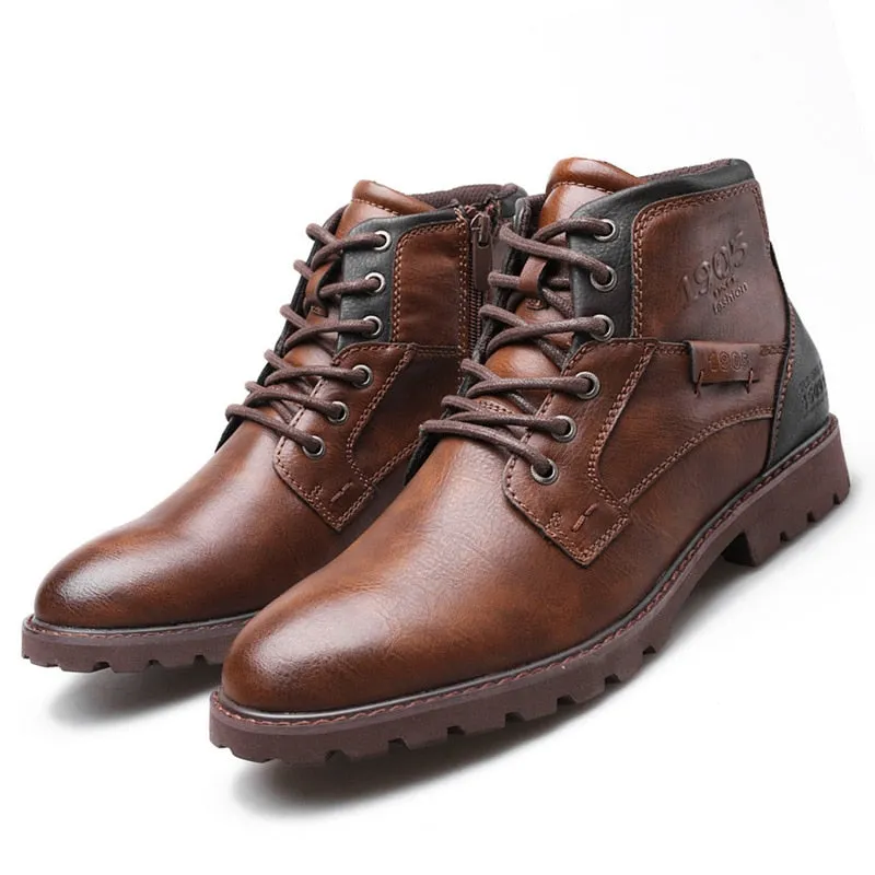 Men's Retro Style Lace Up Casual Ankle Boots