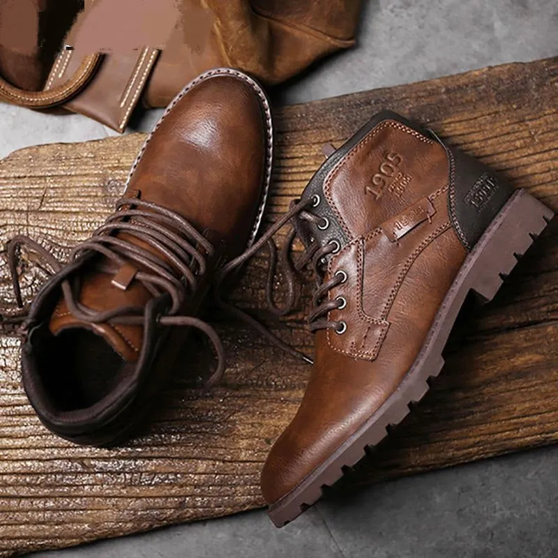 Men's Retro Style Lace Up Casual Ankle Boots