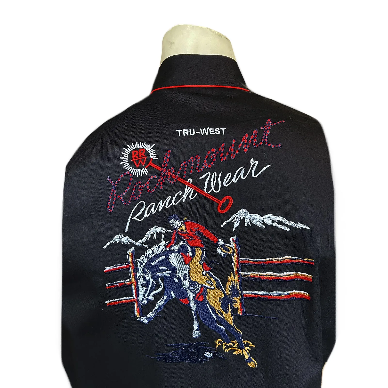 Men’s Rockmount Bronc Vintage Embroidery Western Shirt in Black