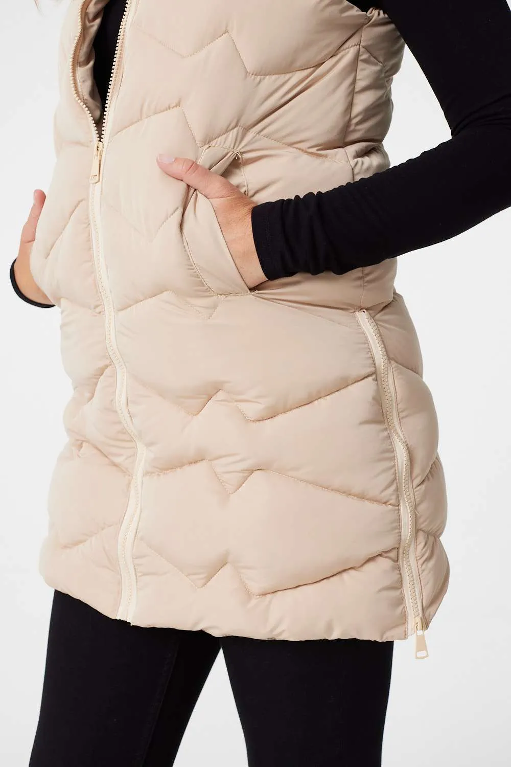 Padded Longline Gilet with Hood