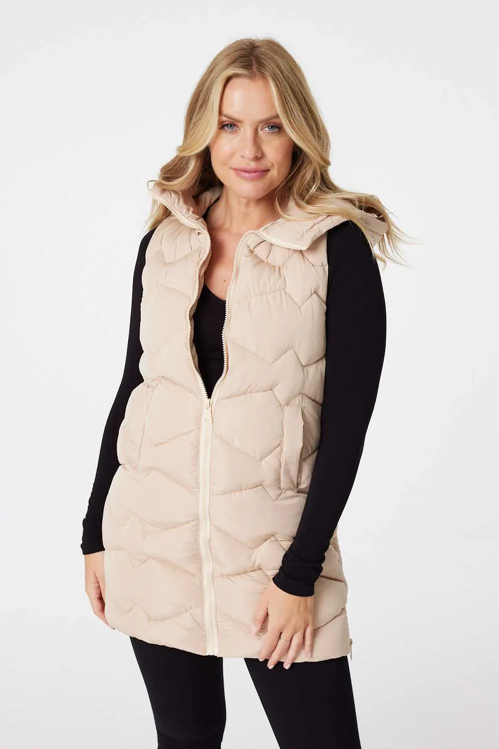 Padded Longline Gilet with Hood