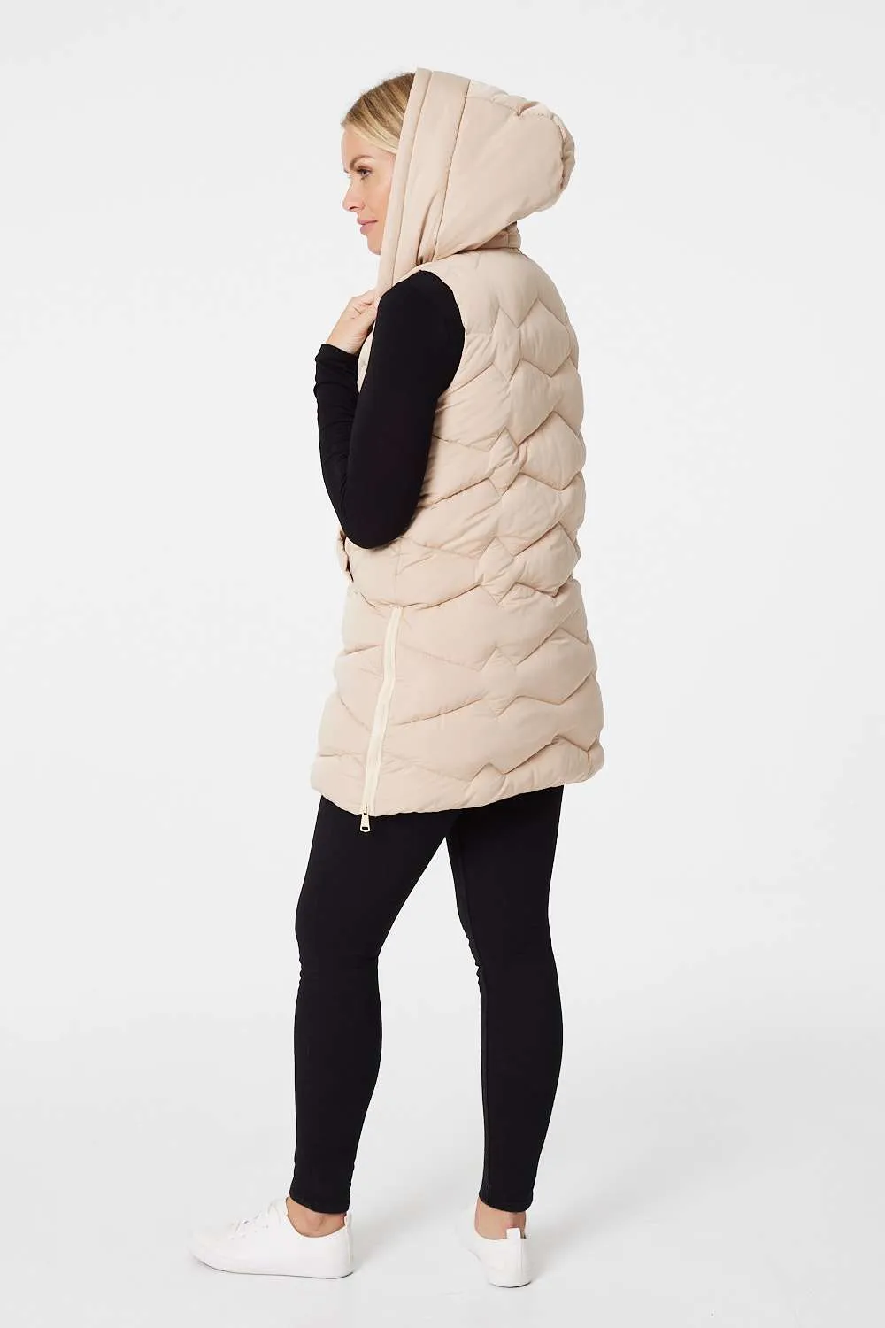 Padded Longline Gilet with Hood