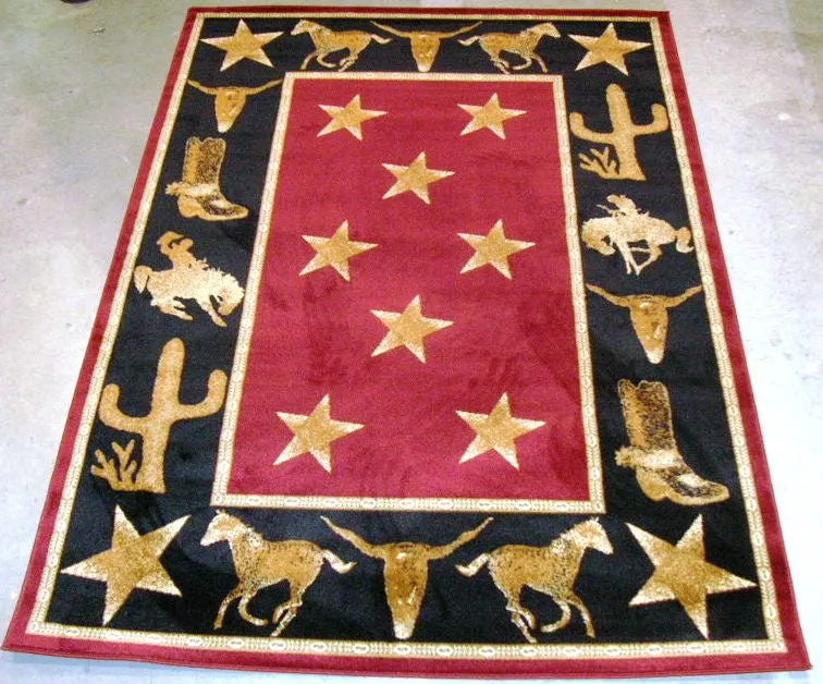 "Cowboy Up Midnight" Western Area Rug (5'3" x 7'3")