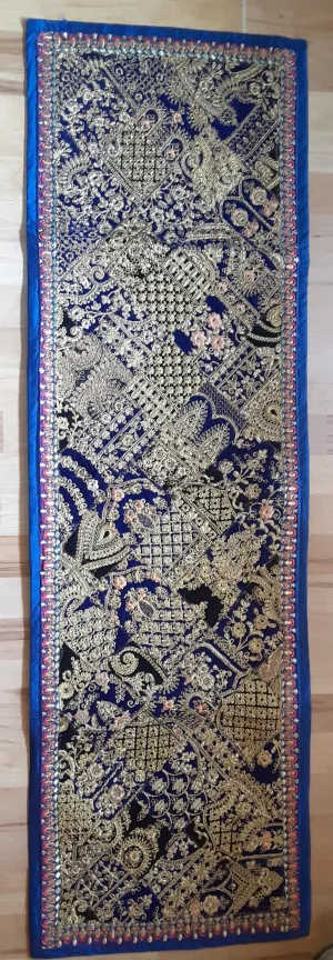 Rajastani Brocade Wall Hanging - Blue & Gold