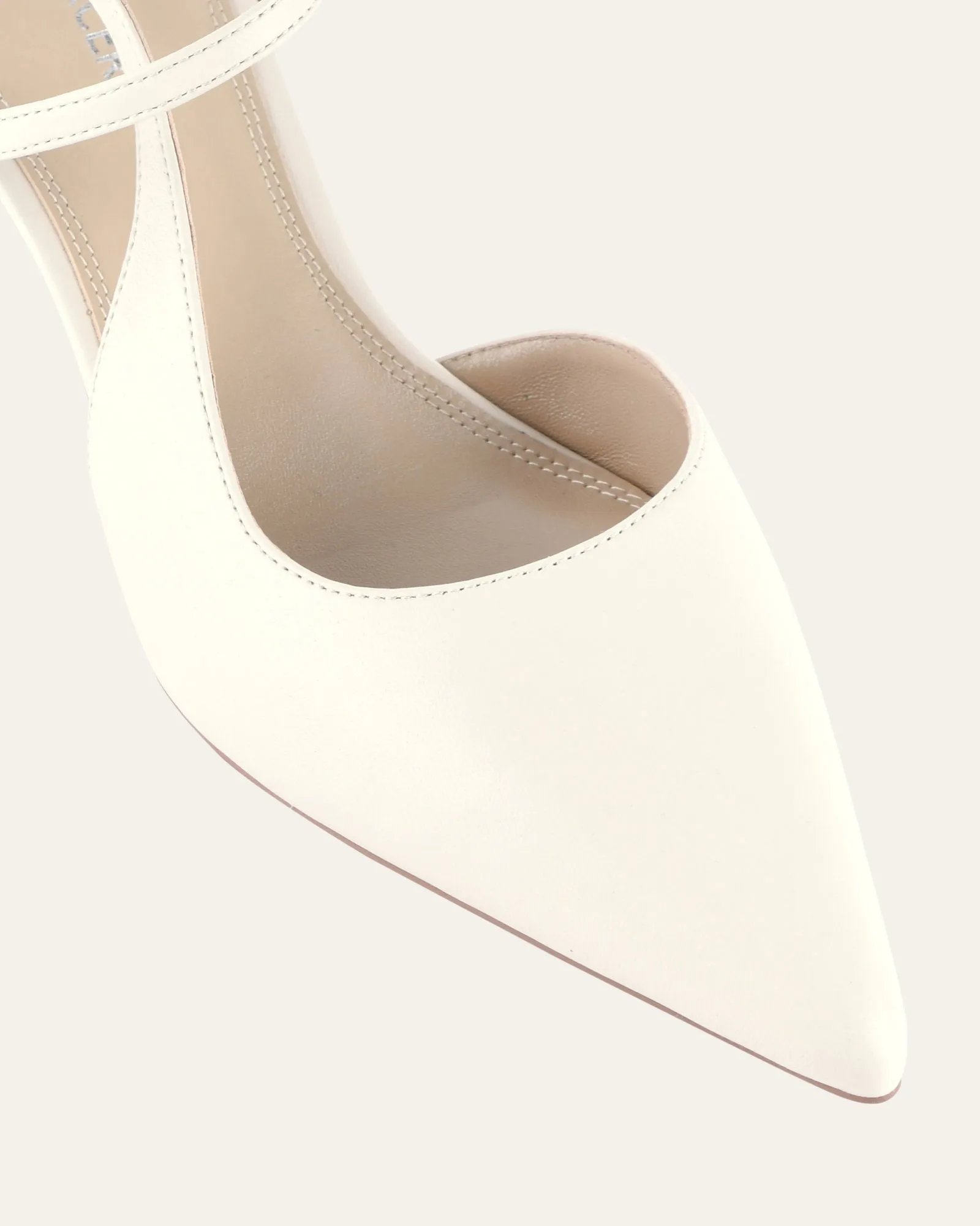 RICKI MID HEELS OFF WHITE LEATHER