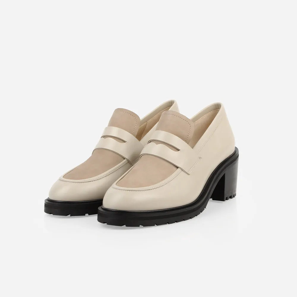 The Verona Heeled Loafer Oatmeal