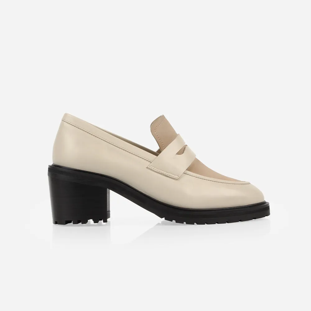 The Verona Heeled Loafer Oatmeal