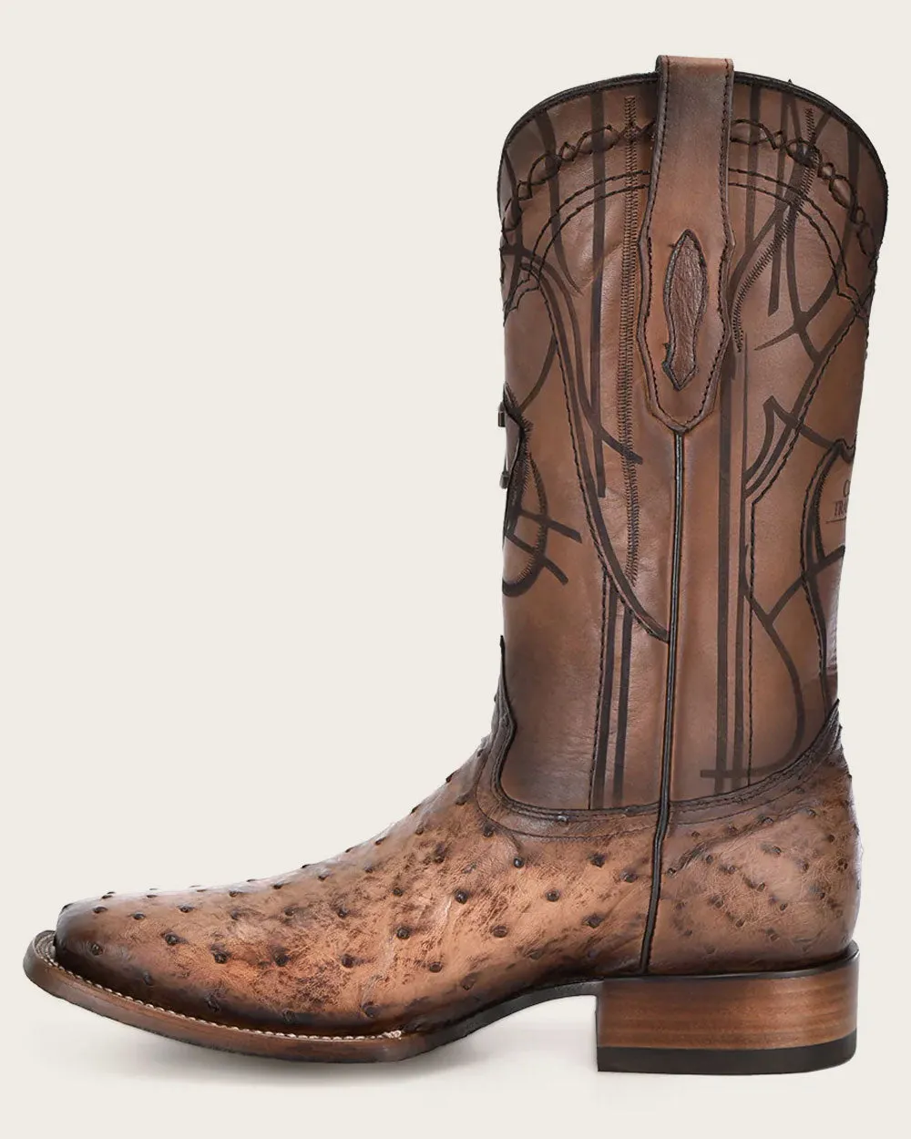 Western honey ostrich boot