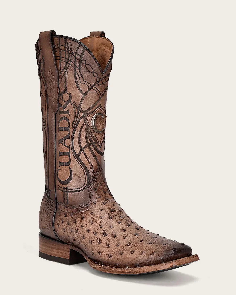 Western honey ostrich boot