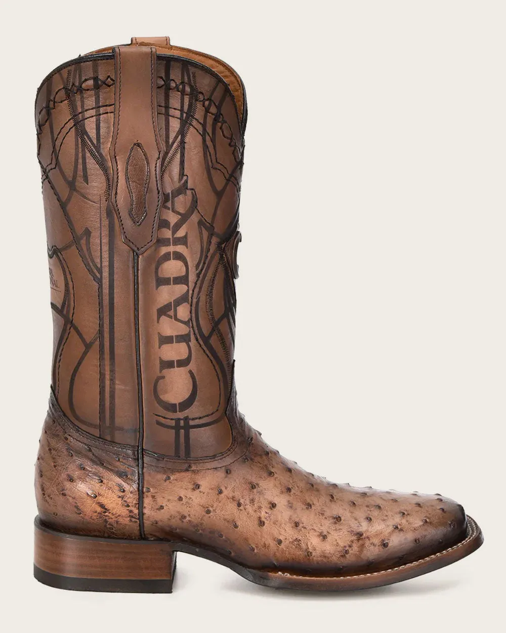 Western honey ostrich boot