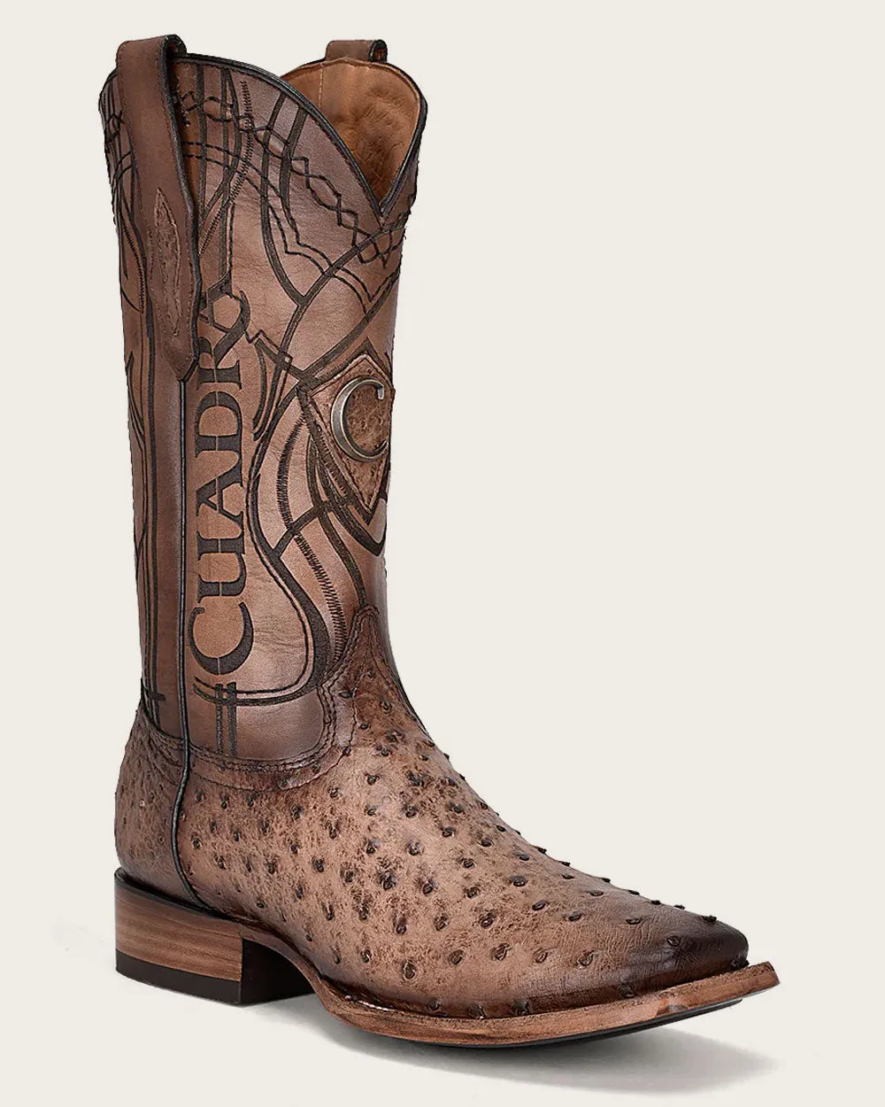 Western honey ostrich boot